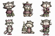 Funny Christmas Racoon Clipart, an Illustration by Libby Wishes (Thumbnail 3 of 7)
