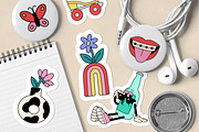 Retro stickers in groovy style set, a Decorative Illustration by PaperTrident (Thumbnail 6 of 8)
