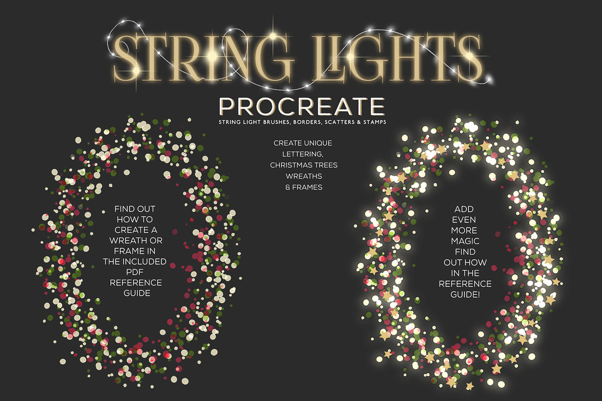 String Lights & Wreath Procreate Set, a Brush Add-On by Studio Kitsch (Photo 13 of 13)