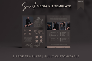 2 Page Media Kit Template Dark Brown