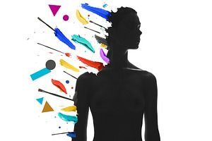 Human silhouette dissolving into colorful brushstrokes and geome, an Arts & Entertainment Photo by DanFLCreativo