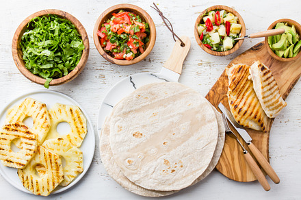 Chicken pineapple tacos featuring barbecue, bbq, and black, a Food & Drink Photo by LARISA BLINOVA