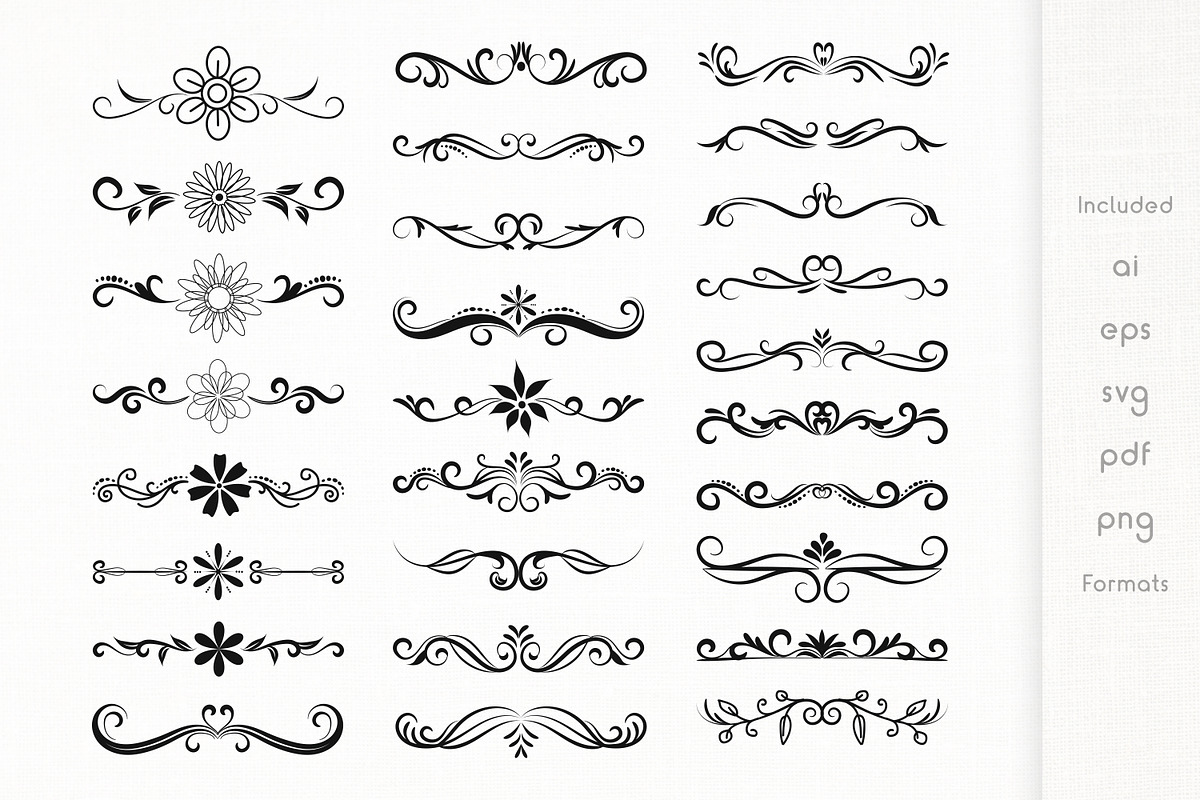 Floral Dividers Vector Pack, a Decorative Illustration by Dasagani
