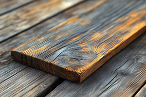 Close-up view of a rustic wooden pla, a Photo by Tanuart