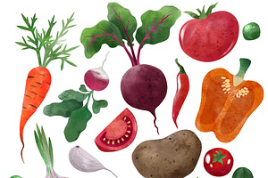 Vegetables, Herbs Watercolor Clipart