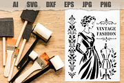 Stencil Vintage Fashion Woman Dress, a Person Illustration by MARYCRAFTIRIA (Thumbnail 2 of 3)