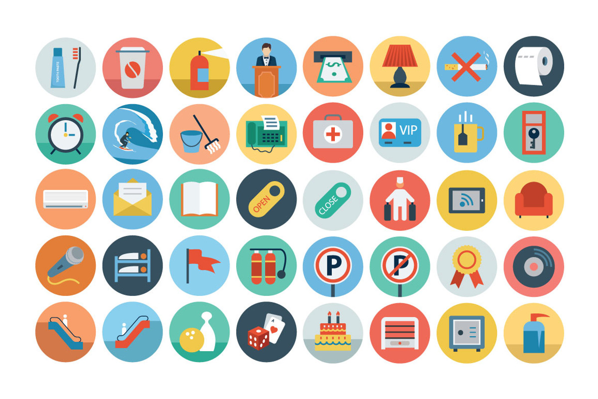 125+ Flat Hotel Icons preview 4