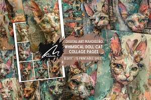 Whimsical Doll Cat Scrapbook Pages