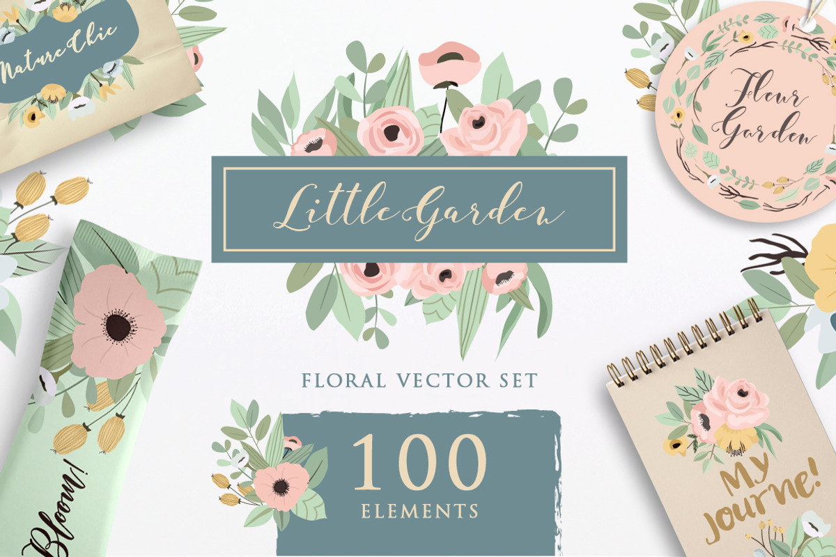 Little Garden - Floral Vector Set, a Background Graphic by wulano (Photo 1 of 9)