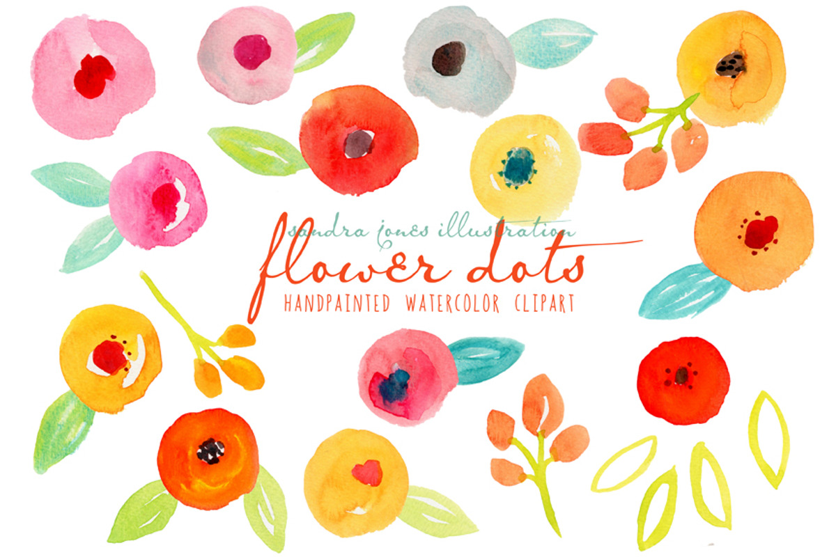 Watercolor Abstract Flowers Dots, an Illustration by Sandra Jones Art (Photo 1 of 4)