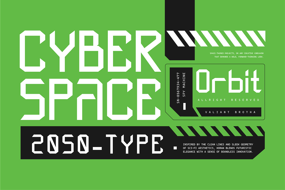 VB Horen - Futuristic Display Font, a Sans Serif Font by VALIANTBROTHA (Photo 8 of 11)