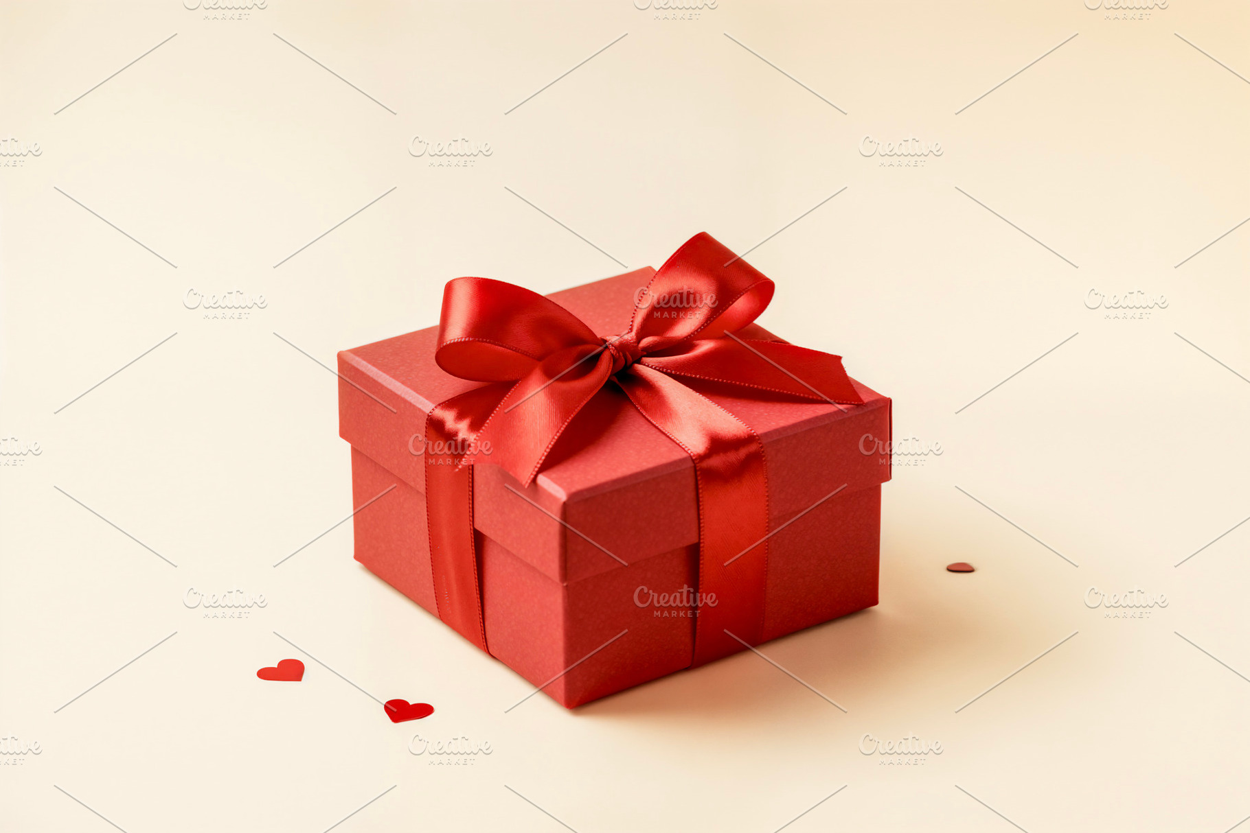 Red Gift Box with Satin Ribbon, a Photo by rarrarorro