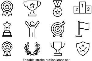 Vector illustration of award icons, an Object Illustration by ZinetroN