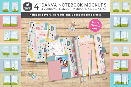 Assorted Notebooks Canva Mockup Set, a Books & Magazine Mockup by Mockup Scene