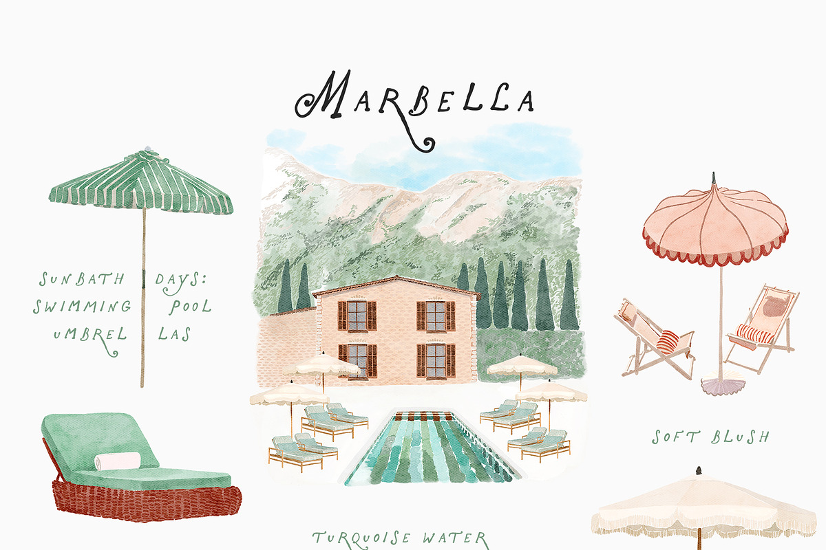 Marbella Summer Whimsical Icons, an Object Graphic by Lana Elanor (Photo 9 of 16)