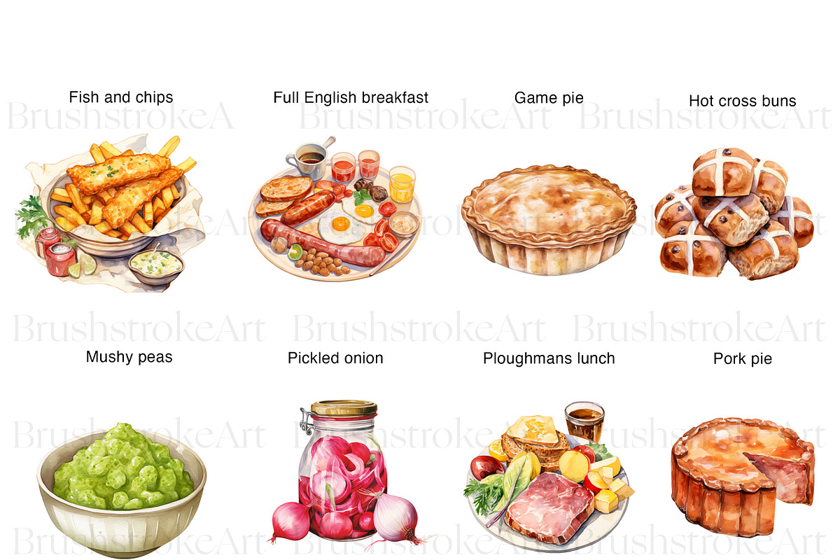 British Food Clipart, Fish and Chips, a Food Illustration by BrushstrokeArtGB (Photo 4 of 9)
