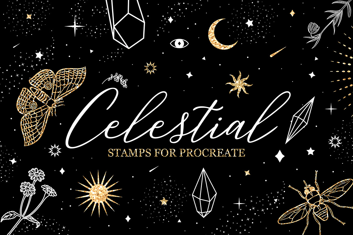 80 Celestial Procreate Stamp Brushes, a Brush Add-On by BrushBoy (Photo 1 of 7)
