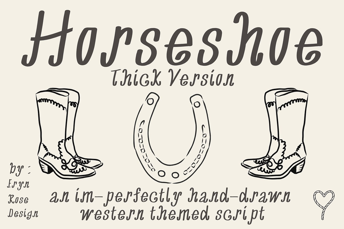 Horseshoe Thick Western Script, a Handwritten Font by Eryn Rose Design (Photo 3 of 11)