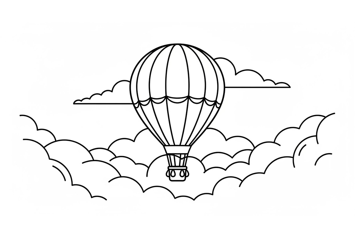 Hot Air Balloon Cloud Line Art bundl, an Illustration by Designer_Momina (Photo 38 of 51)