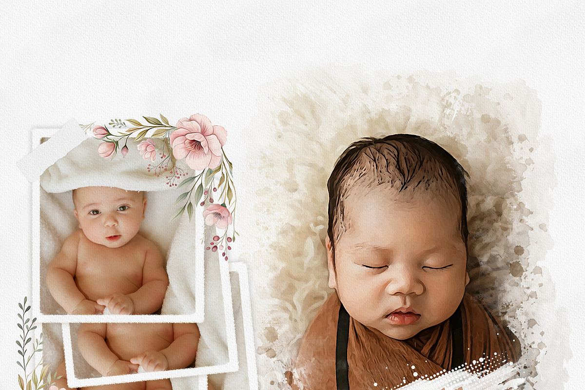 Watercolor Photo Collage Template, an Action Add-On by MRI STUDIO (Photo 7 of 12)