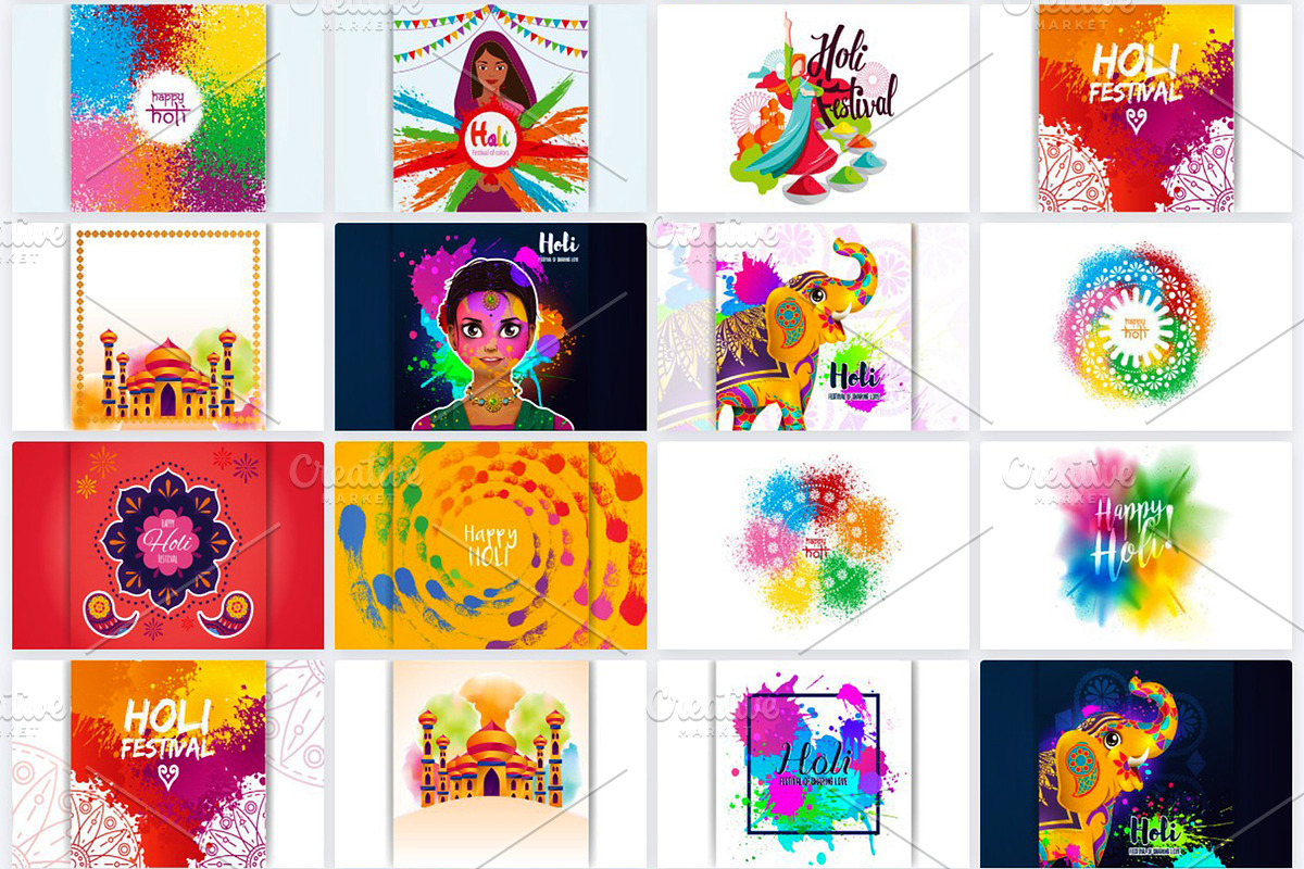 Holi Festival Backgrounds Collection, an Illustration by naem021 (Photo 5 of 10)