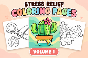 Stress Relief Coloring Pages Vol. 1, a Decorative Illustration by Inkivelle Studio