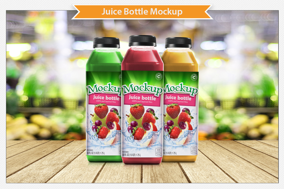 Juice Bottle Mockup, a Packaging Mockup by Plus Media (Photo 3 of 5)