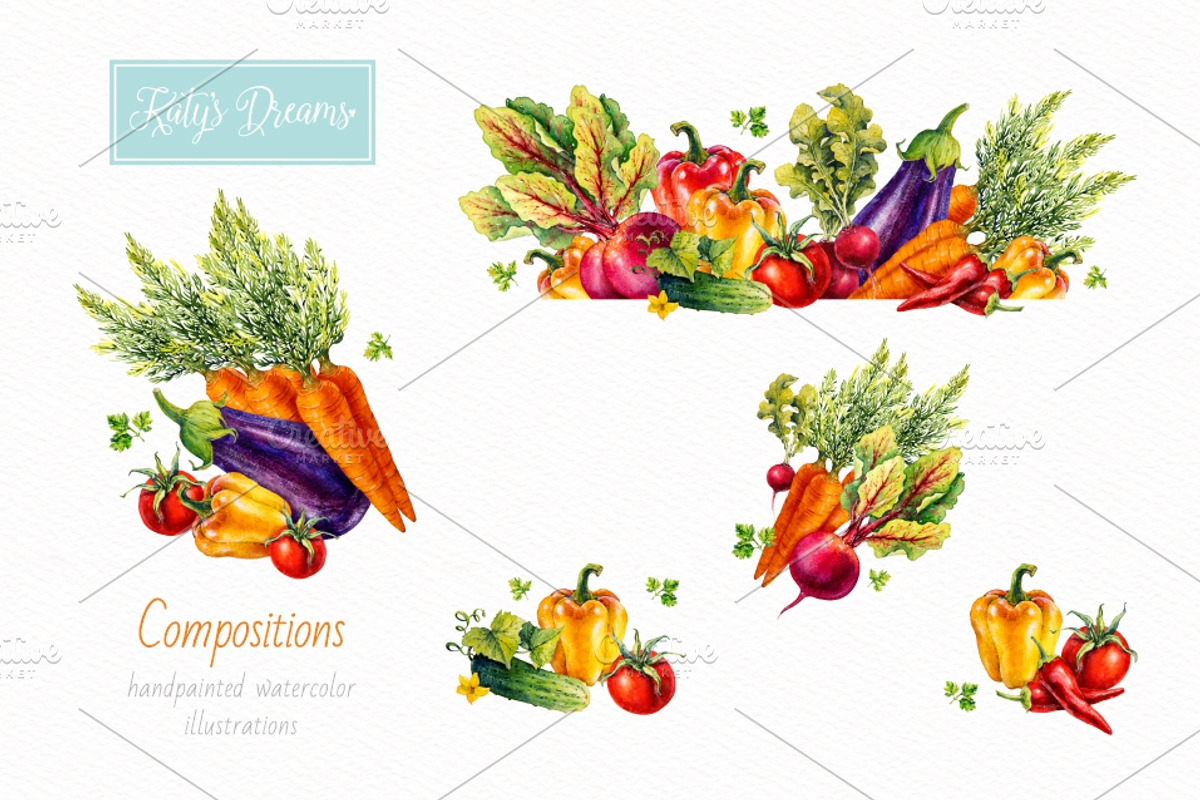 Vegetables. Watercolor, a Decorative Illustration by Ekaterina Mikheeva (Photo 4 of 8)