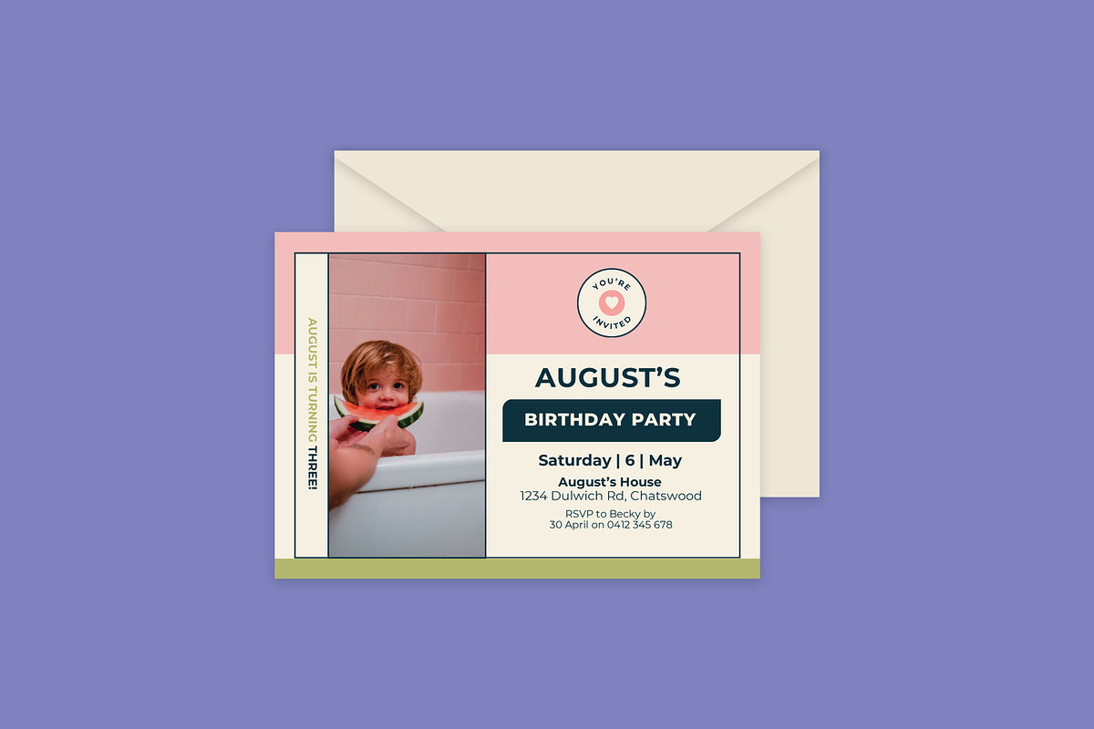 August Birthday Invitation, an Invitation Template by Mountain Folk Creative (Photo 1 of 6)