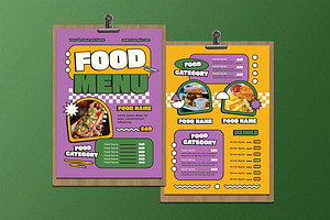 Yellow Retro American Food Menu, a Flyer Template by Aiyari Graphic