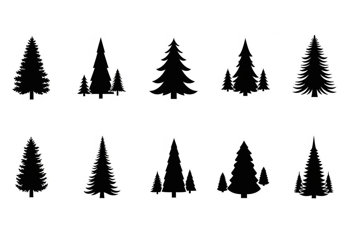 Woodland & Forest Tree Silhouettes B, an Illustration by jahid234 (Photo 36 of 41)