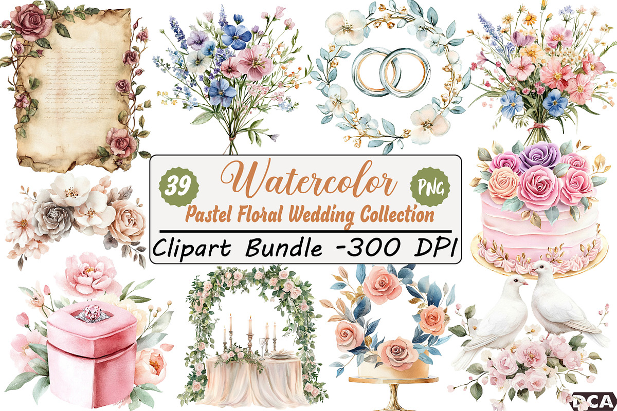 Pastel Floral Wedding Collection, an Illustration by DreamCafeArt (Photo 1 of 7)