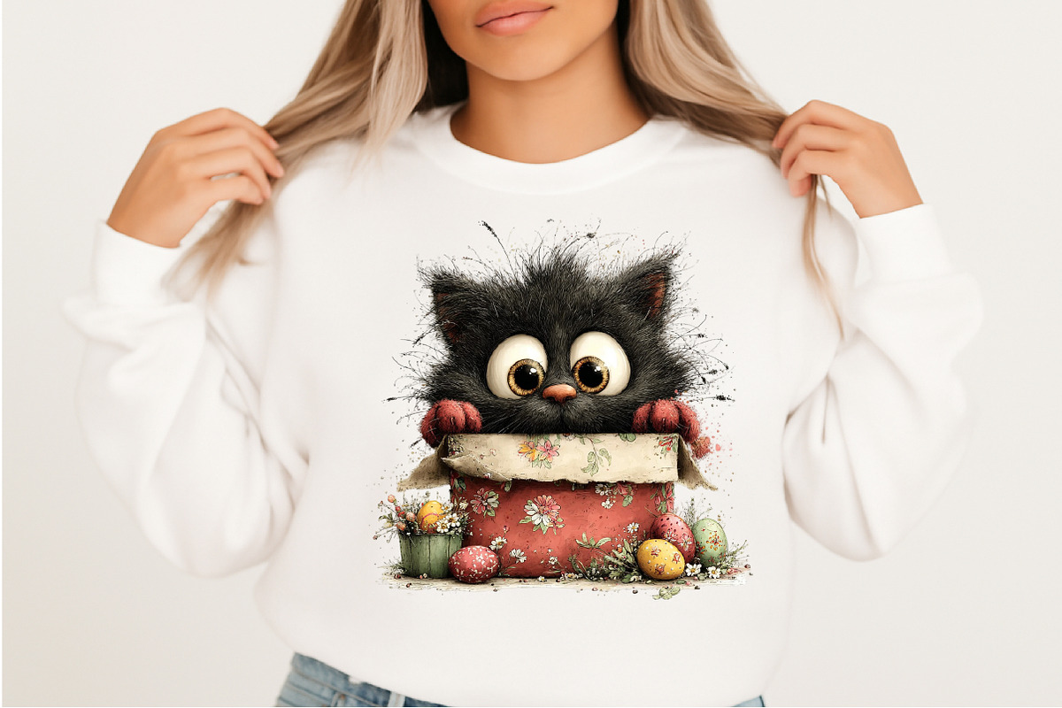Whimsical Easter Black Cat Clipart, an Illustration by Craft Nest (Photo 8 of 11)