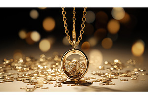 necklace gold alphabet ai generated, a Beauty & Fashion Photo by pikepicture