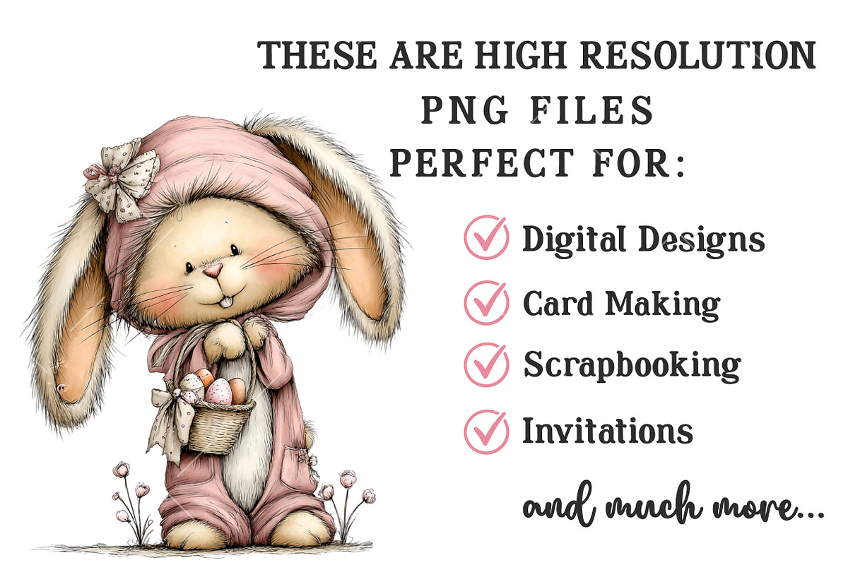 Whimsical Easter Bunny Clipart, an Illustration by OK Design (Photo 4 of 6)