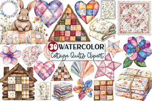 Cottage Quilts Fussy Clipart, a Seasonal Illustration by Rose Art