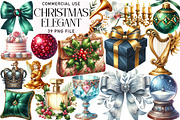 Watercolor Elegant Christmas Clipart, an Illustration by Daily.Designs (Thumbnail 1 of 5)
