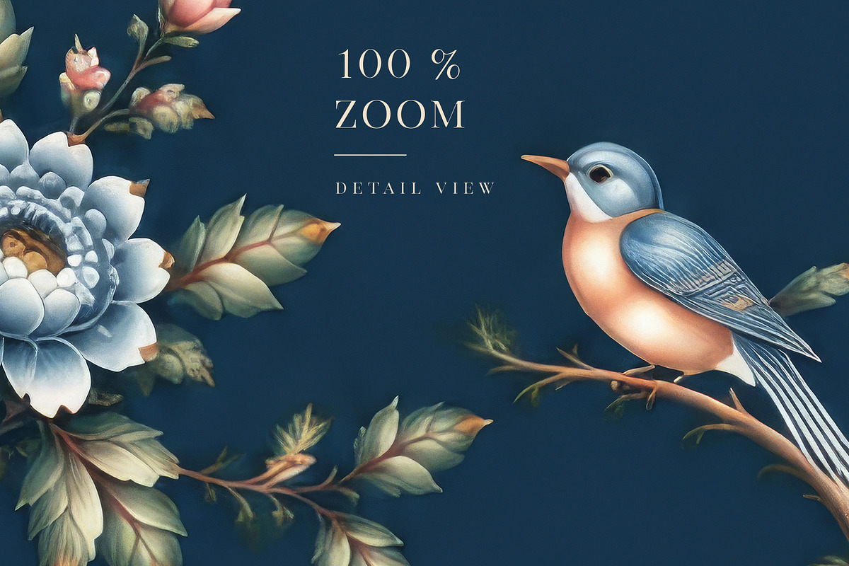 Navy Blue Chinoiserie Wall Mural, a Wallpaper Graphic by by creative paper (Photo 6 of 20)