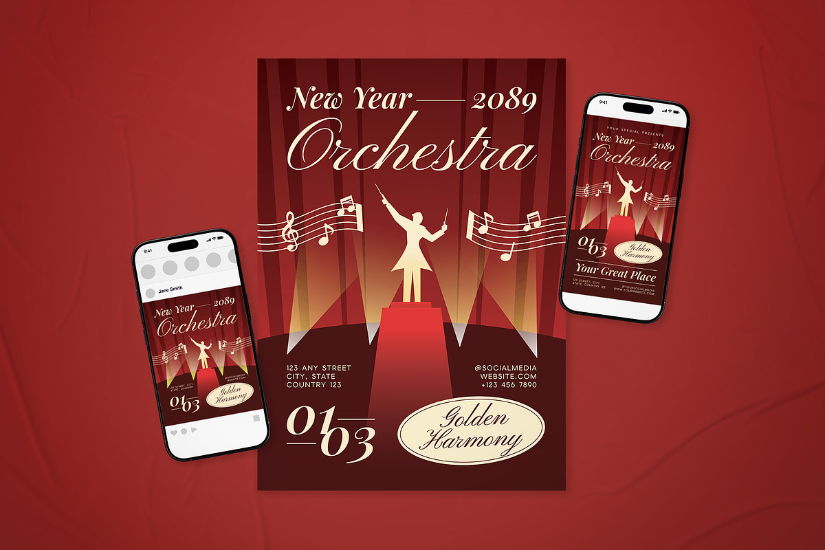 New Year Orchestra Event Flyer Set, a Flyer Template by The Good Store (Photo 1 of 2)