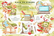 Back to school watercolor clipart., an Education Illustration by SabinaWatercolorArt (Thumbnail 1 of 15)