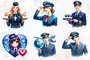Flight Attendant Watercolor Cliparts, an Illustration by RobertsArt (Thumbnail 4 of 8)