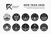 Happy New Year 2026 Badge Icon, a Solid Icon by Akatype Studio (Thumbnail 1 of 3)