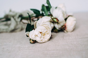 White peonies film look stock photos, a Books & Magazine Mockup by Nellaino (Thumbnail 6 of 8)