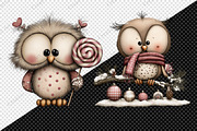 Watercolor Christmas Owls Clipart, an Illustration by Creative Art (Thumbnail 9 of 10)