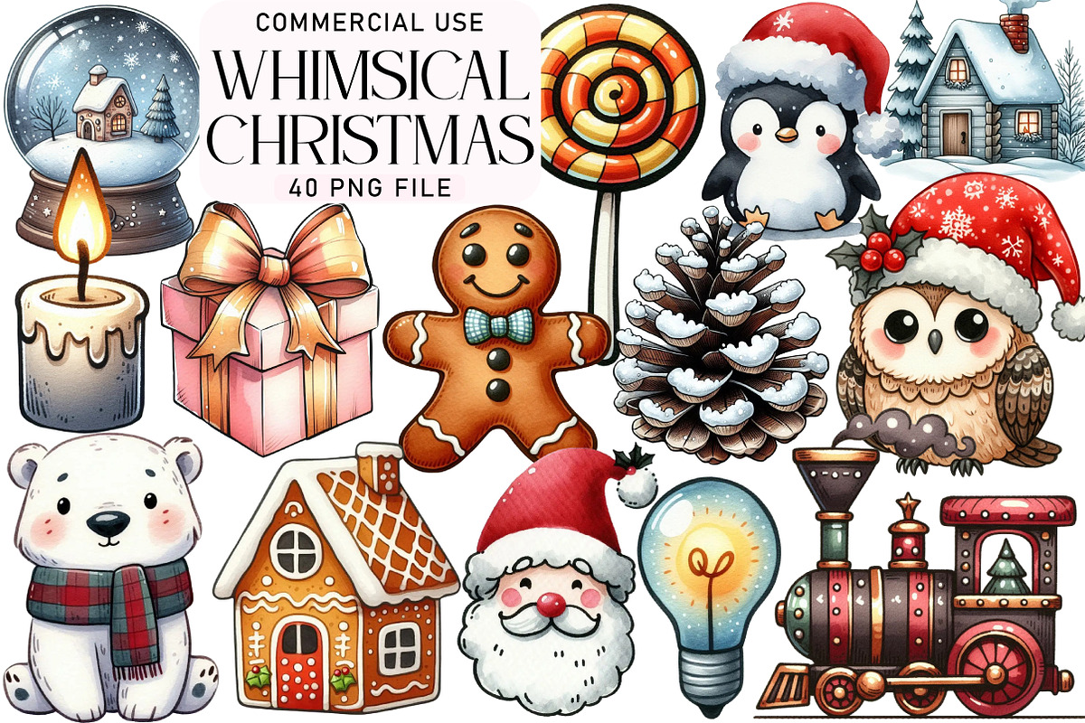 Whimsical Christmas Clipart, an Illustration by Daily.Designs (Photo 1 of 5)