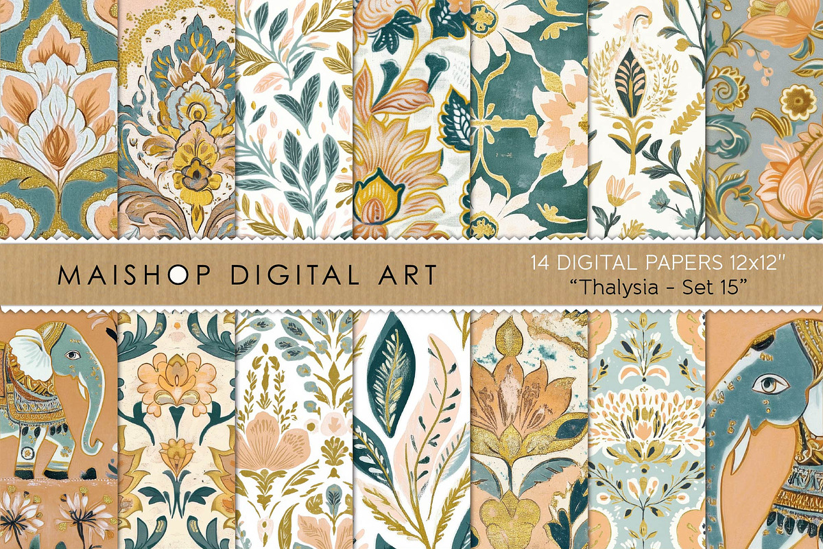 Vintage Indian Heritage Floral Art, a Pattern Graphic by Maishop (Photo 1 of 3)