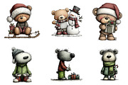 Christmas Teddy Bear Clipart, an Illustration by CreationArt (Thumbnail 5 of 6)