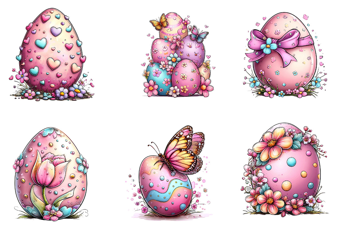 Happy Easter Eggs Clipart, an Illustration by Dream Creation (Photo 4 of 6)