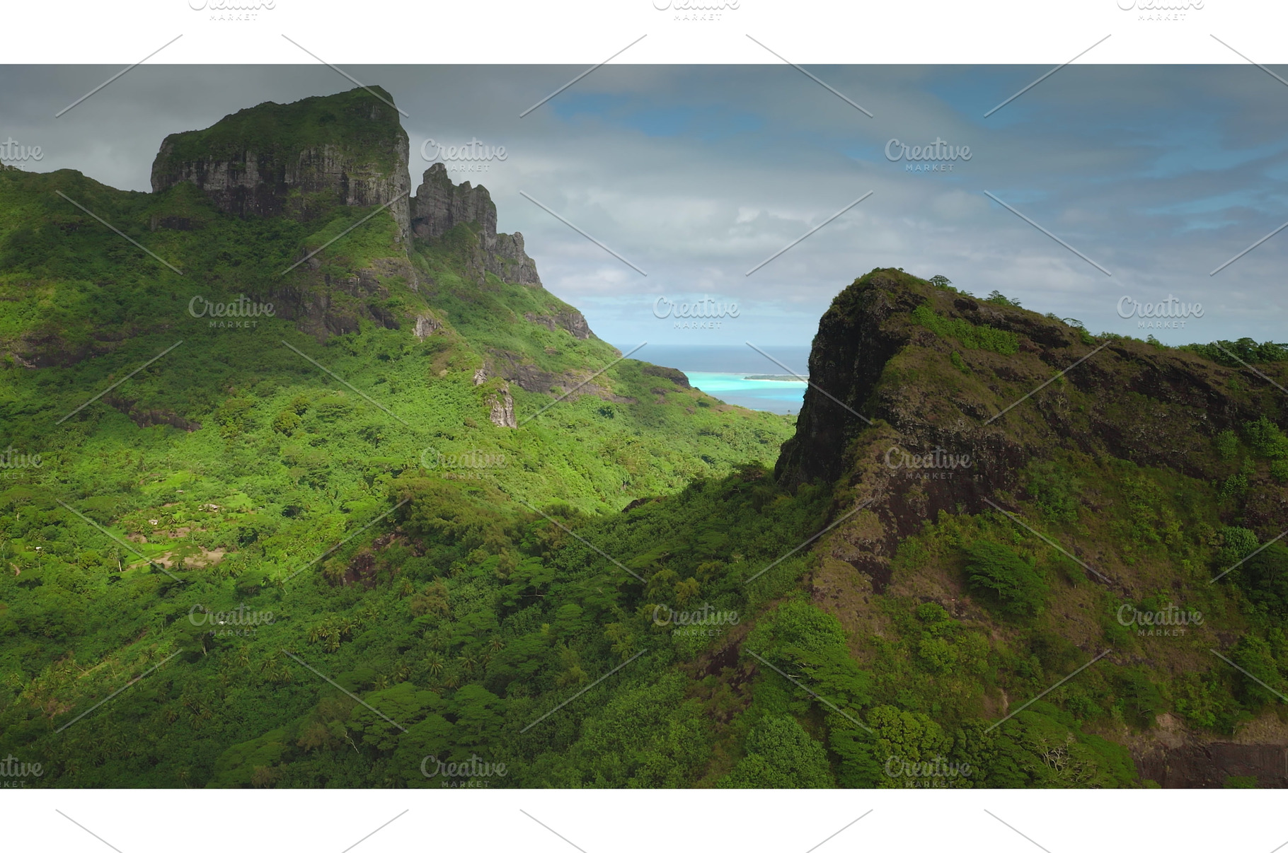 Aerial view showcasing lush tropical, a Nature Photo by Goinyk