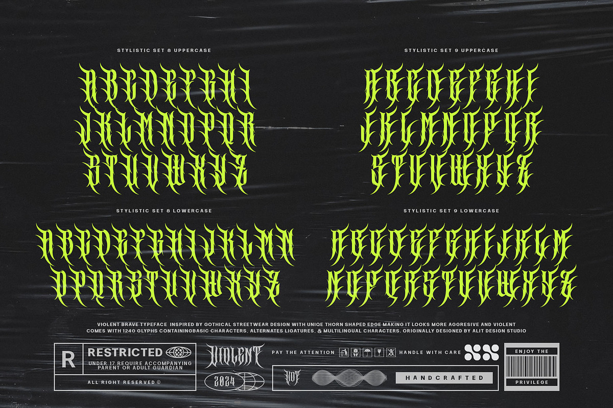 Violent Brave Brutalism Typeface, a Blackletter Font by alit design (Photo 14 of 22)